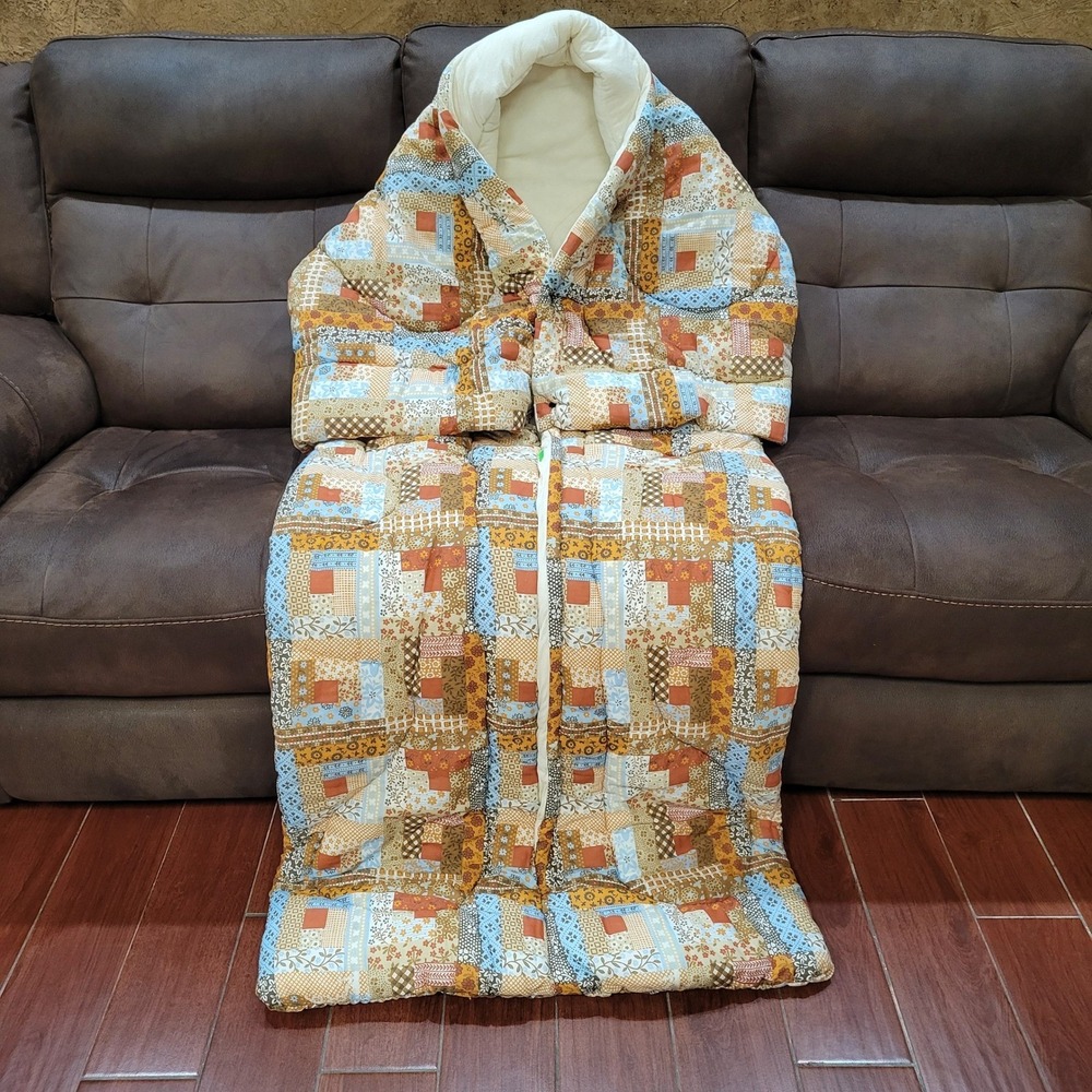 Vintage 70's Sleeping Bag Zip Up‎ Blanket patchwork